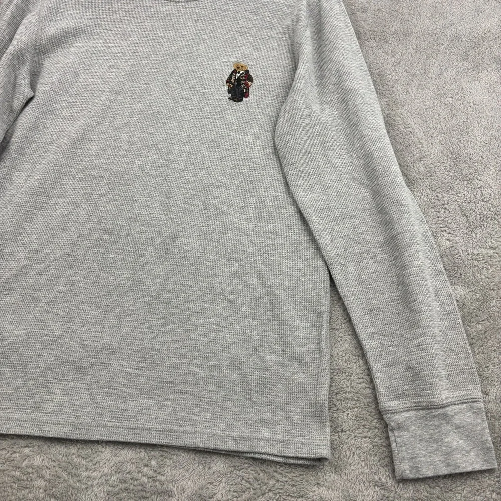 Polo Ralph Lauren PolBear Waffle Knit Thermal Shirt Mens M Gray Sleepwear Preppy